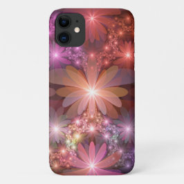花のベッド カラフルな輝きの抽象的なフラクタルアート iPhone 11 ケース