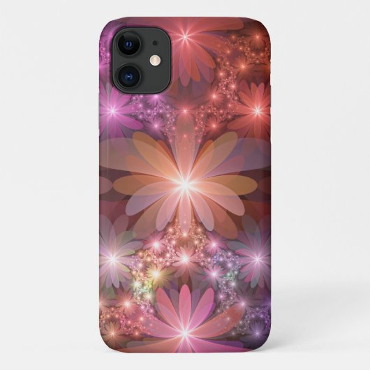 花のベッド カラフルな輝きの抽象的なフラクタルアート Case-Mate iPhoneケース (裏面)