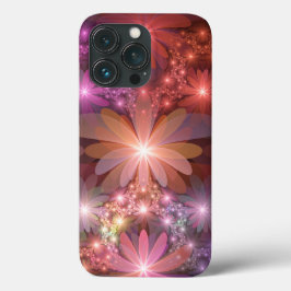 花のベッド カラフルな輝きの抽象的なフラクタルアート iPhone 13 PROケース