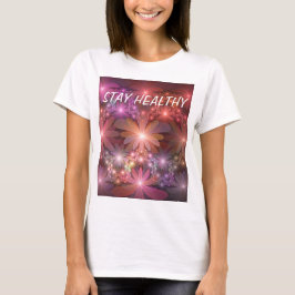 花のベッド カラフルな輝きの抽象的なフラクタルアート Tシャツ
