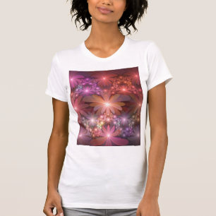 花のベッド カラフル シャイニー アブストラクト フラクタル アート Tシャツ