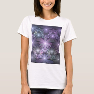 花のベッド トレンディ シャイニー アブストラクト フラクタル アート Tシャツ