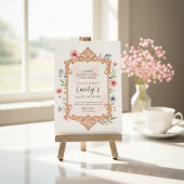 花のベビーガールシャワーの招待状フレーム 招待状