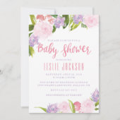 花のベビーシャワーの招待状の水彩画の花 招待状 (正面)
