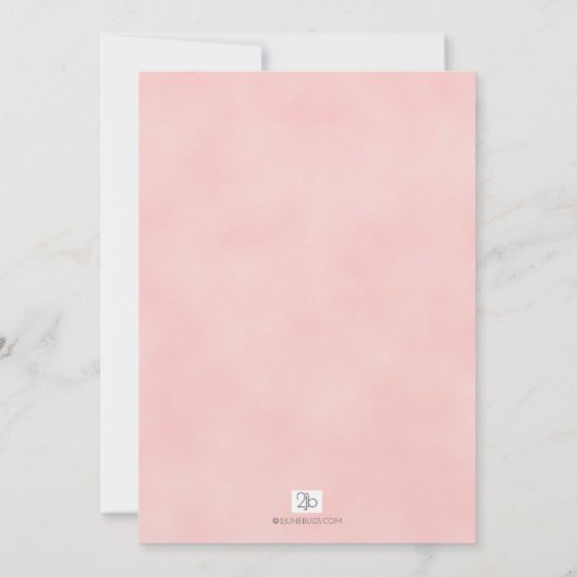 花のベビーシャワーの赤面のピンクの金ゴールド 招待状 (裏面)