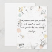 花のベビーシャワー招待状 – エレガントなママ  招待状 (正面/裏面)