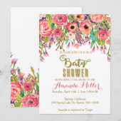 花のベビーシャワー招待状 招待状 (正面/裏面)