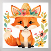 花のベビーフォックスポスター: かわいいとファンシー ポスター (正面)