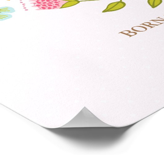 花のベビー誕生保育園女のためのプリント ポスター (角)