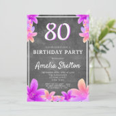 花のベルガモットチョークボード 80歳の誕生日パーティー 招待状 (スタンド正面)