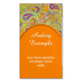 花のペイズリーの継ぎ目が無いパターンI + あなたのアイディア マグネット名刺 (正面縦)