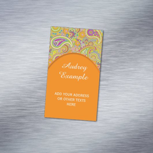 花のペイズリーの継ぎ目が無いパターンI + あなたのアイディア マグネット名刺 (インサイチュ)