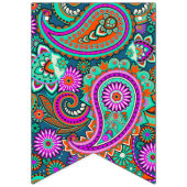 花のペイズリーの継ぎ目が無いパターンII + あなたのアイディア バンティングフラッグ (第2の旗)