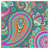 花のペイズリーの継ぎ目が無いパターンII + あなたのアイディア ファブリック (クローズアップ)