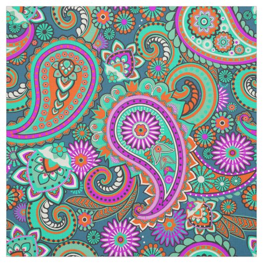 花のペイズリーの継ぎ目が無いパターンII + あなたのアイディア ファブリック (見本)