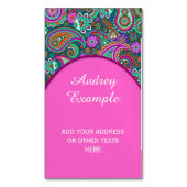 花のペイズリーの継ぎ目が無いパターンII + あなたのアイディア マグネット名刺 (正面縦)