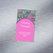 花のペイズリーの継ぎ目が無いパターンII + あなたのアイディア マグネット名刺 (インサイチュ)