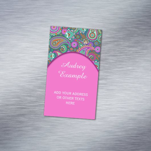 花のペイズリーの継ぎ目が無いパターンII + あなたのアイディア マグネット名刺 (インサイチュ)