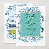 花のペリウィンクルエレガントウェディング 招待状 (正面/裏面)