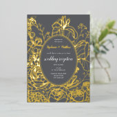 花のホイル招待状 箔招待状 (立ち正面)