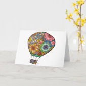 花のホットエアバルーンのグリーティングカード カード (黄色い花)