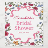 花のボウ 彼女は結婚する ブライダルシャワー ワインラベル (シングルラベル)