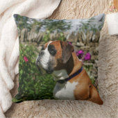 花のボクサー犬 クッション (ブランケット)