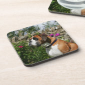 花のボクサー犬 コースター (左側)