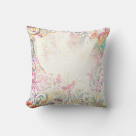 花のボーダーを持つロマンチックなビクトリア時代の人 クッション