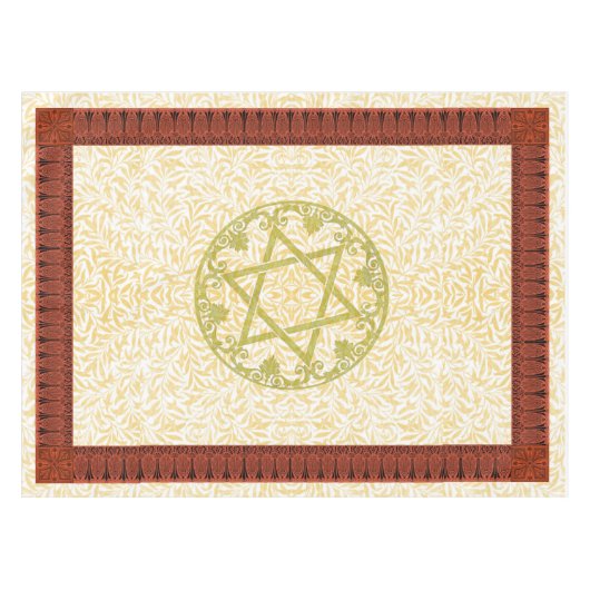 花のボーダーダビデの星 テーブルクロス (正面(横))