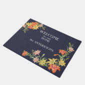 花のボーダーワスレグサの歓迎 ドアマット (アングル)