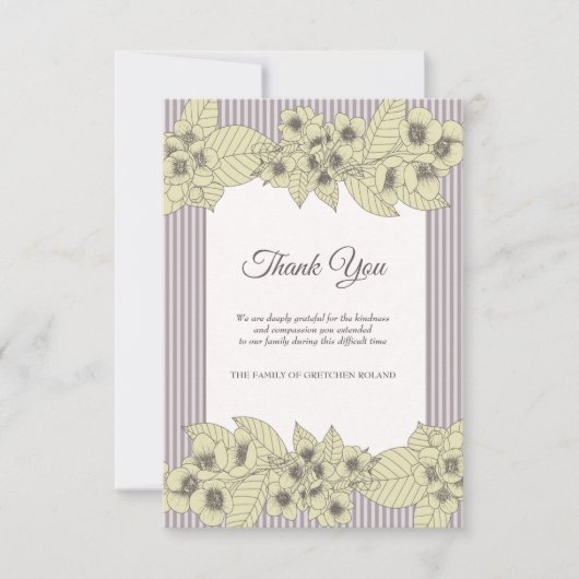 花のボーダー悔やみや弔慰のサンキューカード サンキューカード (正面)