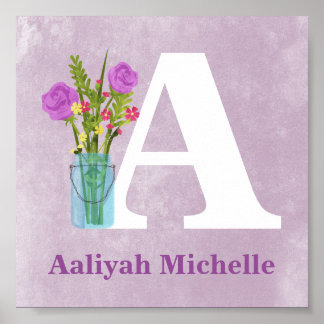 花のボールメイソン花瓶カスタム女の子ウォールアート ポスター