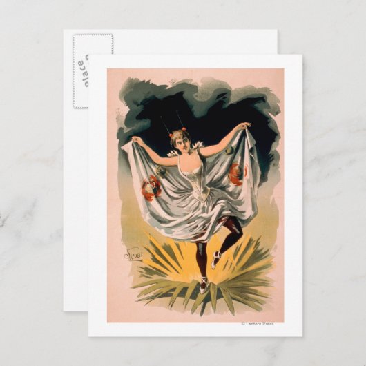 花のポスターのダンス衣装を着た女性 ポストカード (正面/裏面)