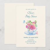 花のマグカップ赤ちゃん歓迎会 招待状 (正面/裏面)