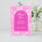 花のマジェンタピンクのブライズシャワー サンキューカード (スタンド正面)