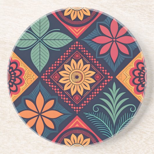 花のマジックパターン コースター (正面)