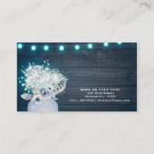 花のマソンジャー & 青い光のラスティックウェディング 名刺 (裏面)