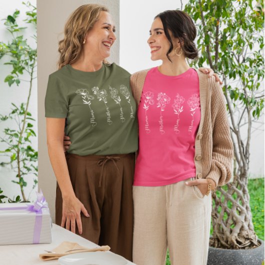 花のママシャツ お母さんへの感謝の気持ちを込めたギフト Tシャツ