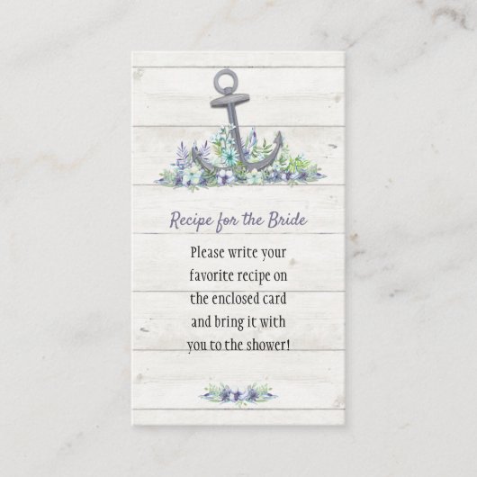 花のマリンアンカー ブライダルシャワー エンクロージャーカード (正面)