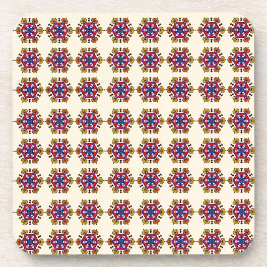 花のマンダラ シームレスパターン コースター (正面)