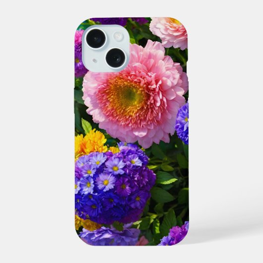 花のミックス iPhone 15ケース (裏面)