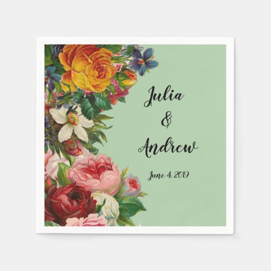 花のミント スタンダードカクテルナプキン (正面)