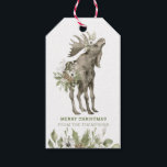 花のムース | Merry Christmas Giftラベル ギフトタグ<br><div class="desc">これらの愛らしいクリスマスギフトタグは、花で飾られたムースを特徴としている。「メリークリスマス」の挨拶と自分の名前でパーソナライズする場所がある。</div>