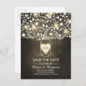 花のメイソンの瓶の黄色の素朴な日付を保存 案内ポストカード (正面/裏面)