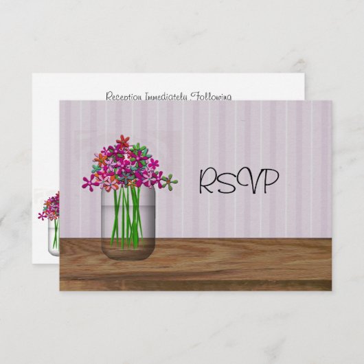 花のメイソンジャー ウェディング受付 RSVP 招待状 (正面/裏面)