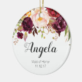 花のメイド・オブ・オーナー(花嫁付き添い人)のクリスマスのオーナメント セラミックオーナメント (左)