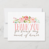 花のメイド・オブ・オーナー(花嫁付き添い人)は感謝していしています サンキューカード (正面)