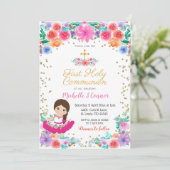 花のメキシカンガールの洗礼招待状 招待状 (スタンド正面)