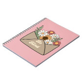 花のメッセージ封筒に親切な言葉 ノートブック (左側)